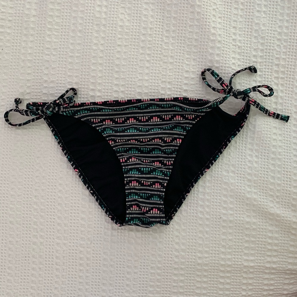 Black, Teal, and Pink Bikini Bottoms SIZE: M